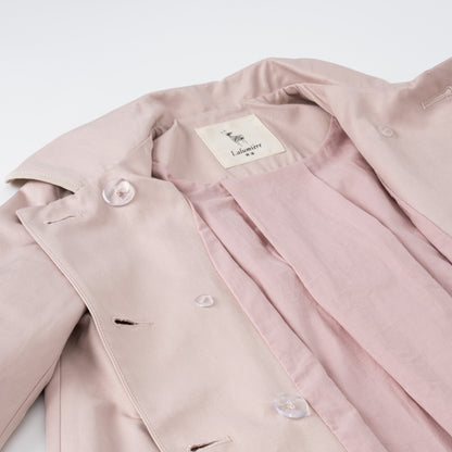 女童裸粉色短款风衣裙