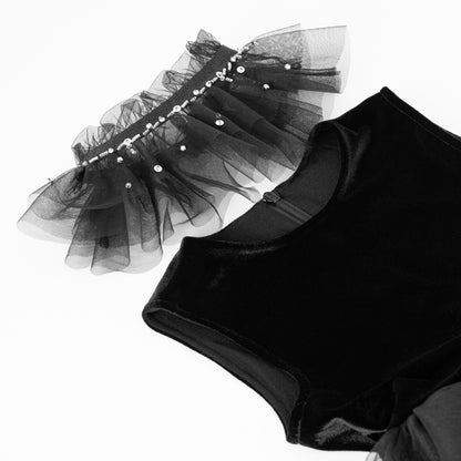 女童黑色珠绣礼服裙