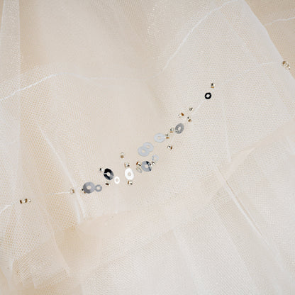 女童杏色不规则珠绣礼服裙