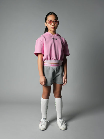 Versace 女童粉色徽标连帽衫