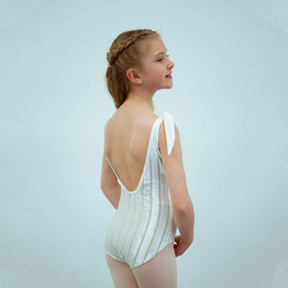 女童白色丝绒芭蕾舞连体衣(1727/White)