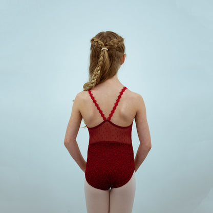 女童红色芭蕾舞连体衣(1724/Red)