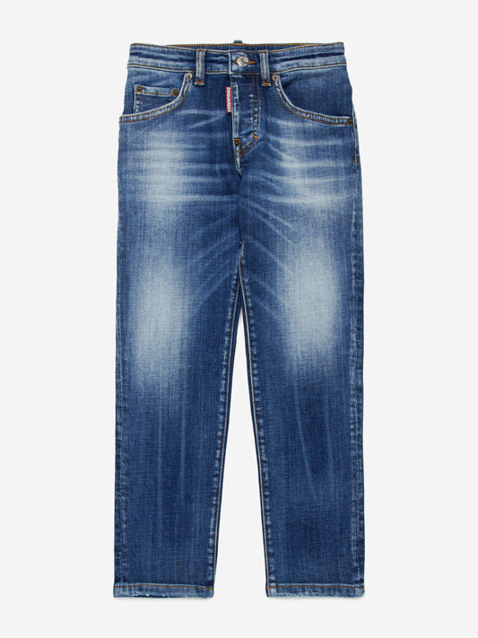 Dsquared2 儿童蓝色常规版型牛仔裤