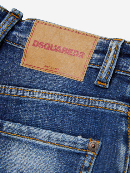 Dsquared2 儿童蓝色常规版型牛仔裤