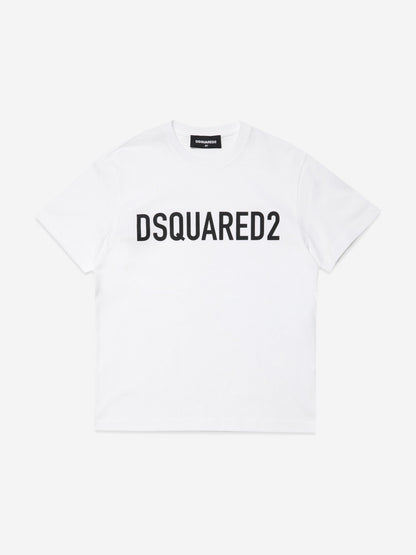 Dsquared2 儿童徽标印花 T 恤 (白色)