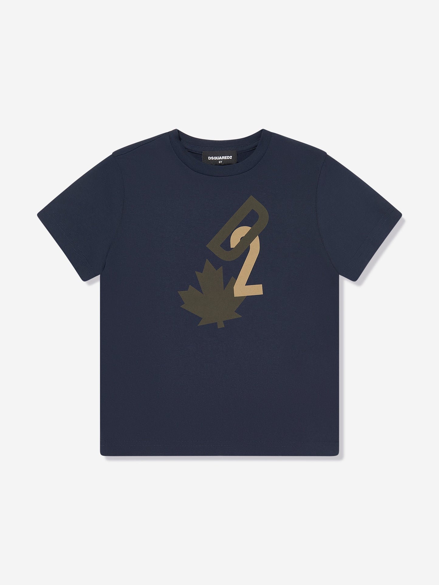 Dsquared2 儿童枫叶徽标 T 恤（海军蓝）