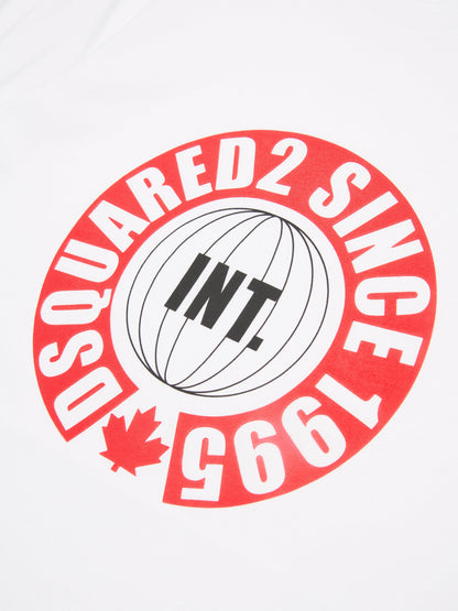 Dsquared2 儿童休闲版型徽标 T 恤（白色）