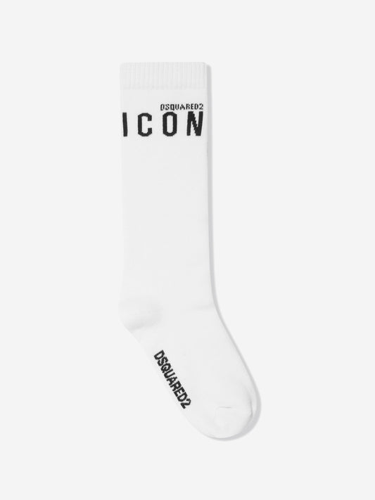 Dsquared2 Kids Icon Logo 袜子（白色）