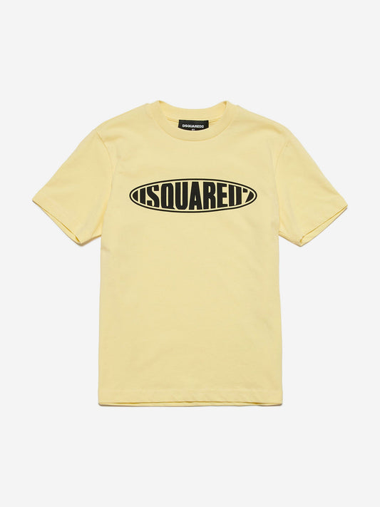 Dsquared2 儿童圆形徽标 T 恤（黄色）