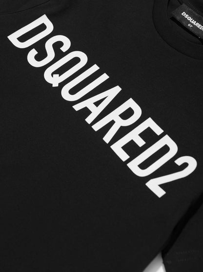 Dsquared2 儿童徽标印花 T 恤（黑色）