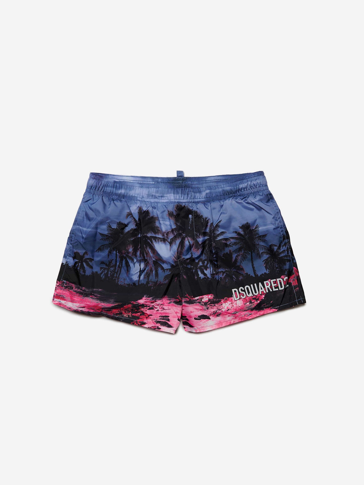 Dsquared2 男童蓝色棕榈树泳裤