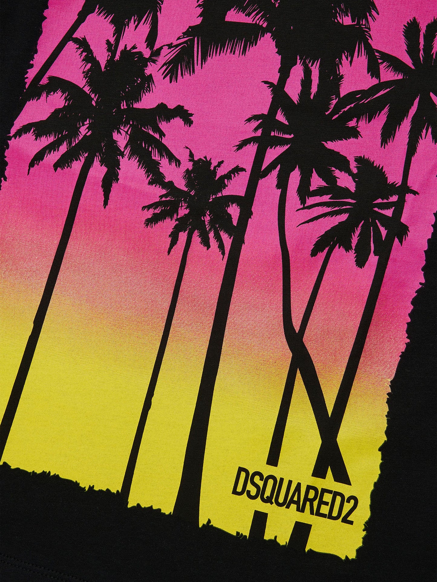 Dsquared2 儿童棕榈树 T 恤（黑色）