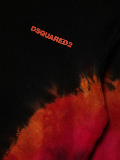Dsquared2 男童扎染徽标连帽衫（黑色）