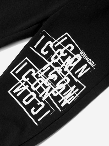 Dsquared2 Baby Multi Icon Logo 慢跑裤 - 黑色