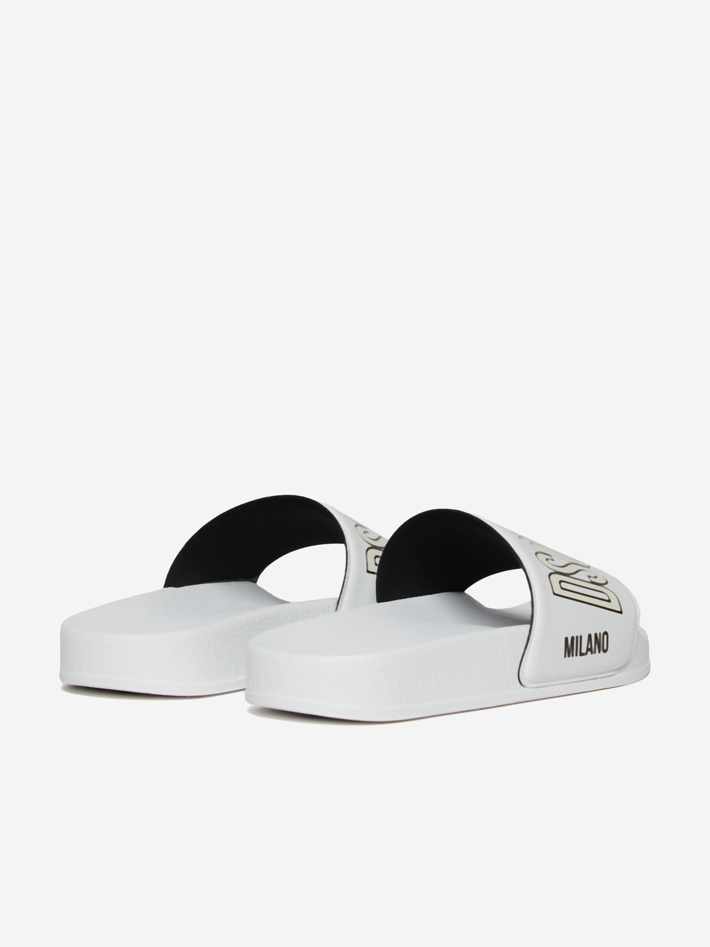 Kids Milano Logo Silders in White