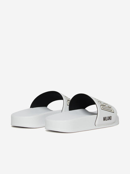 Kids Milano Logo Silders in White