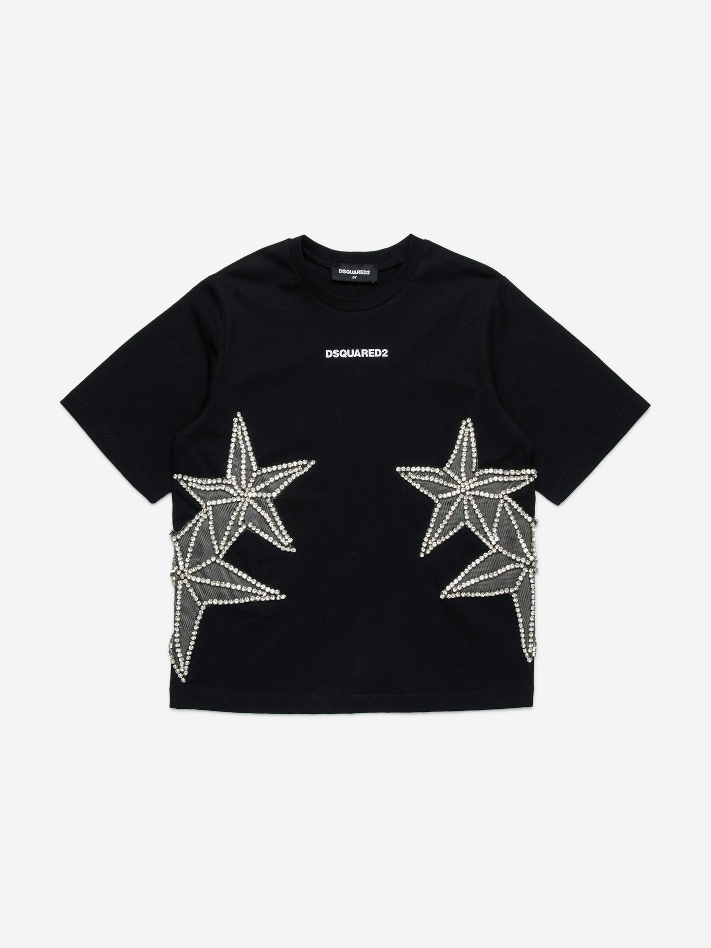 Girls Crystal Stars T-Shirt in Black