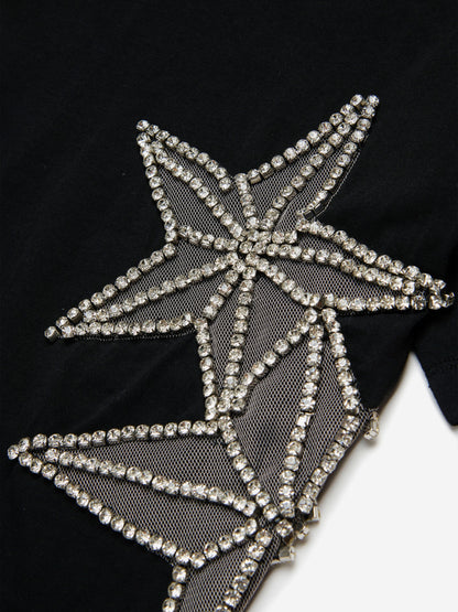Girls Crystal Stars T-Shirt in Black