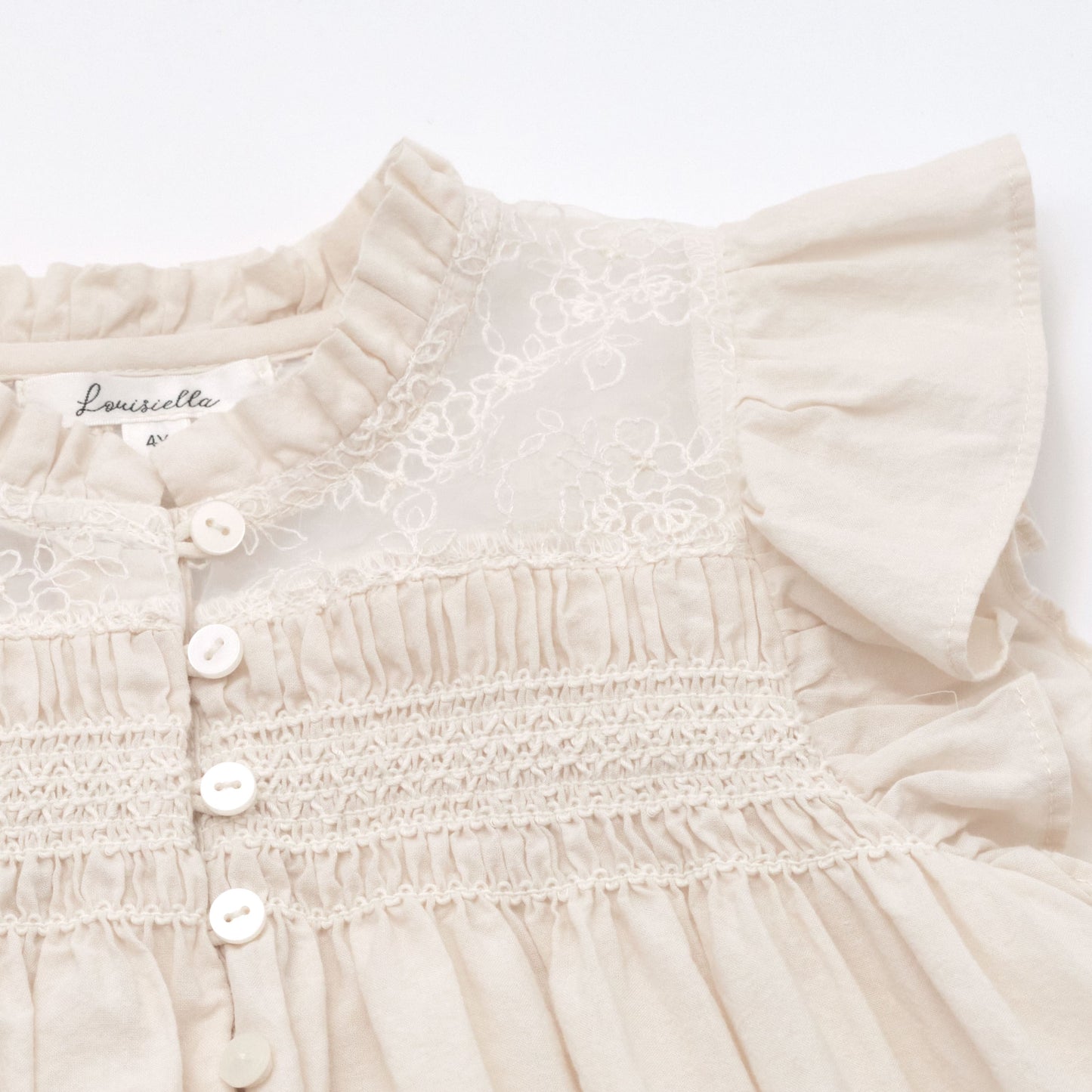 女童米白色蕾丝连衣裙