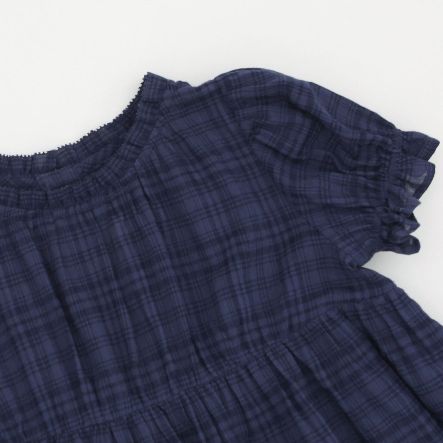 女童深蓝色格子棉连衣裙