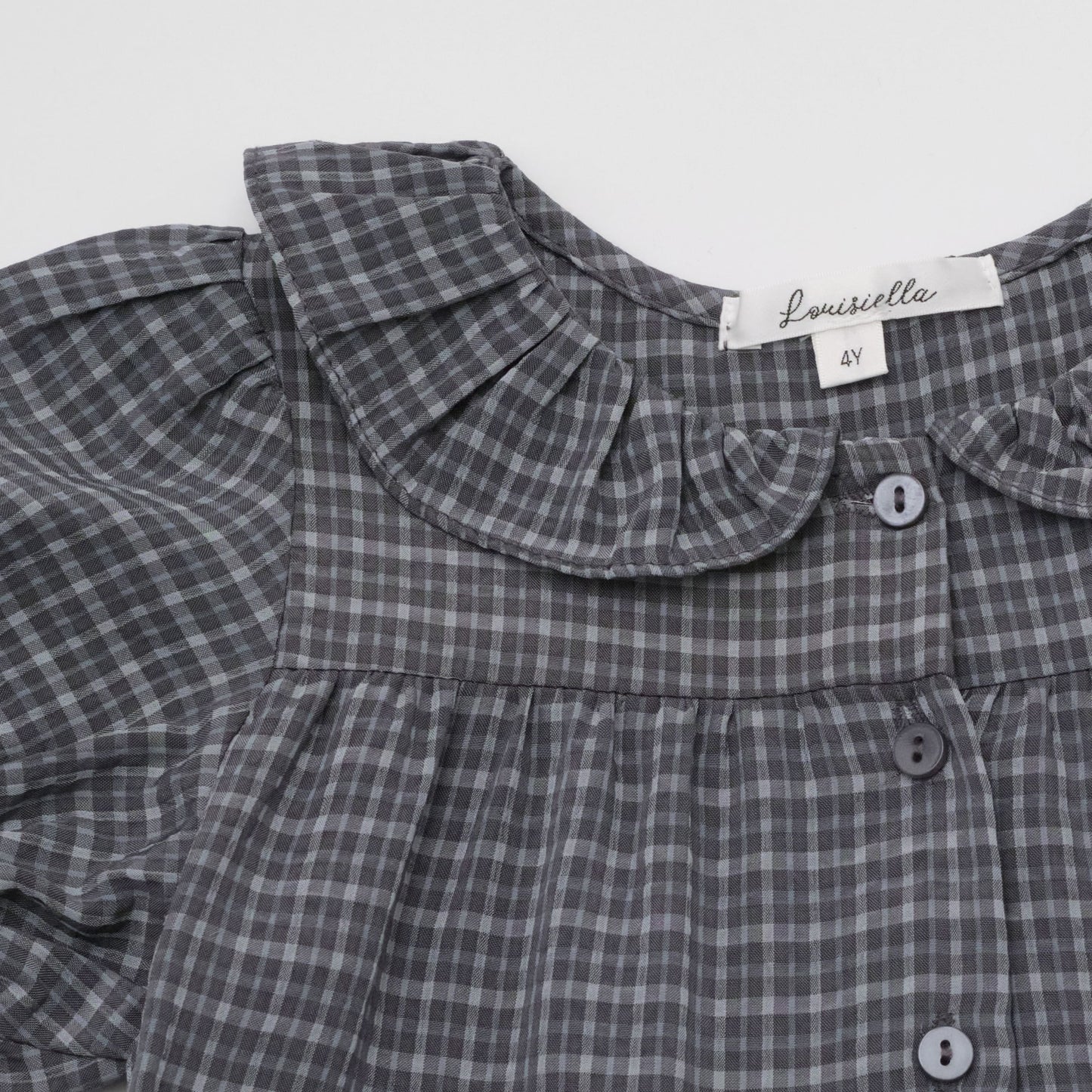 女童深灰色格子连衣裙