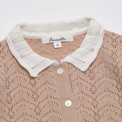 女童粉色针织开衫