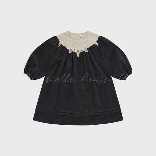 女童木炭色灯芯绒连衣裙