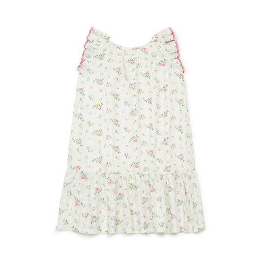 女童白色碎花棉连衣裙