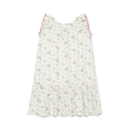 女童白色碎花棉连衣裙