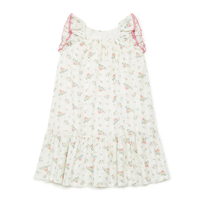女童白色碎花棉连衣裙