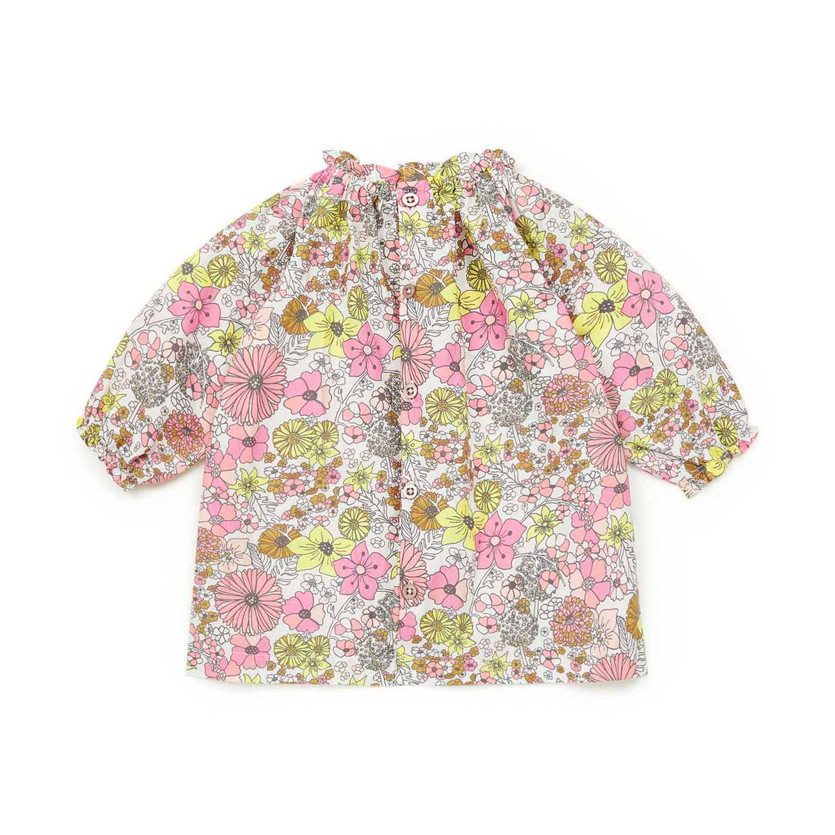 女婴粉色碎花棉连衣裙