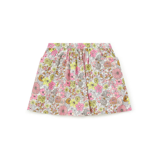 女童粉色碎花棉短裙