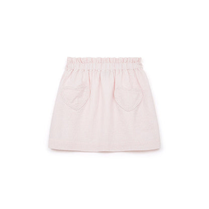 女童粉色条纹棉短裙