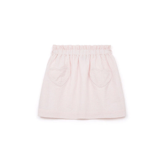 女童粉色条纹棉短裙