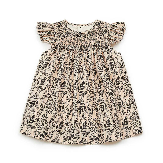 女婴米色碎花棉连衣裙