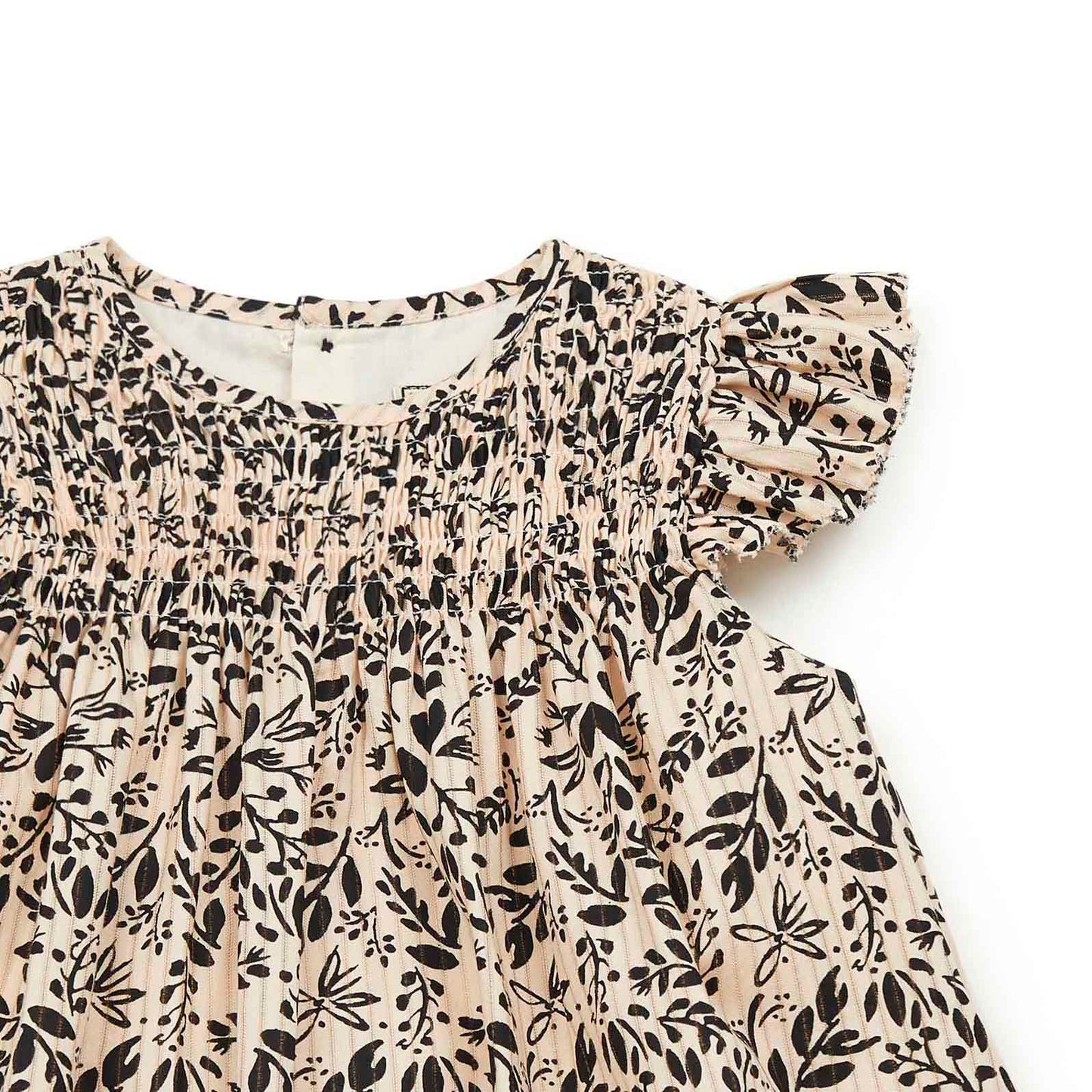 女婴米色碎花棉连衣裙