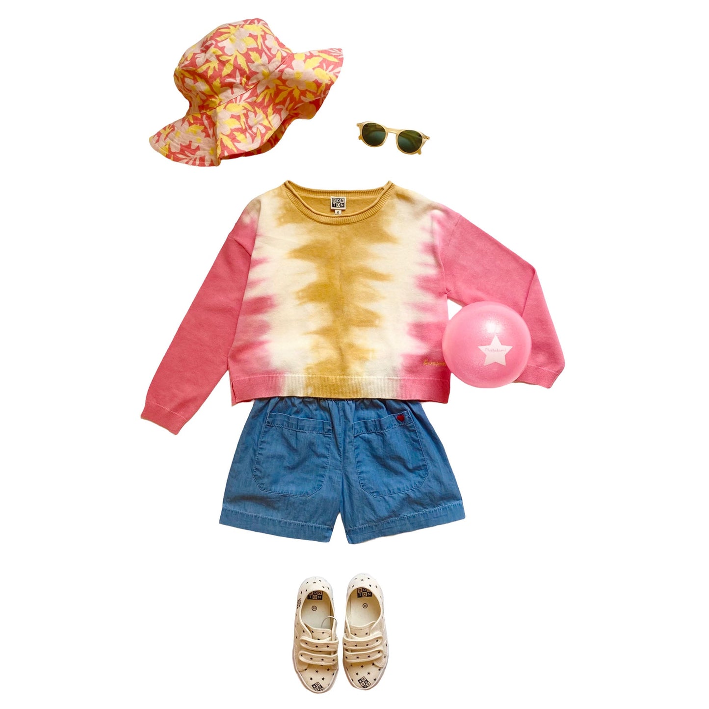 女童粉色花朵太阳帽