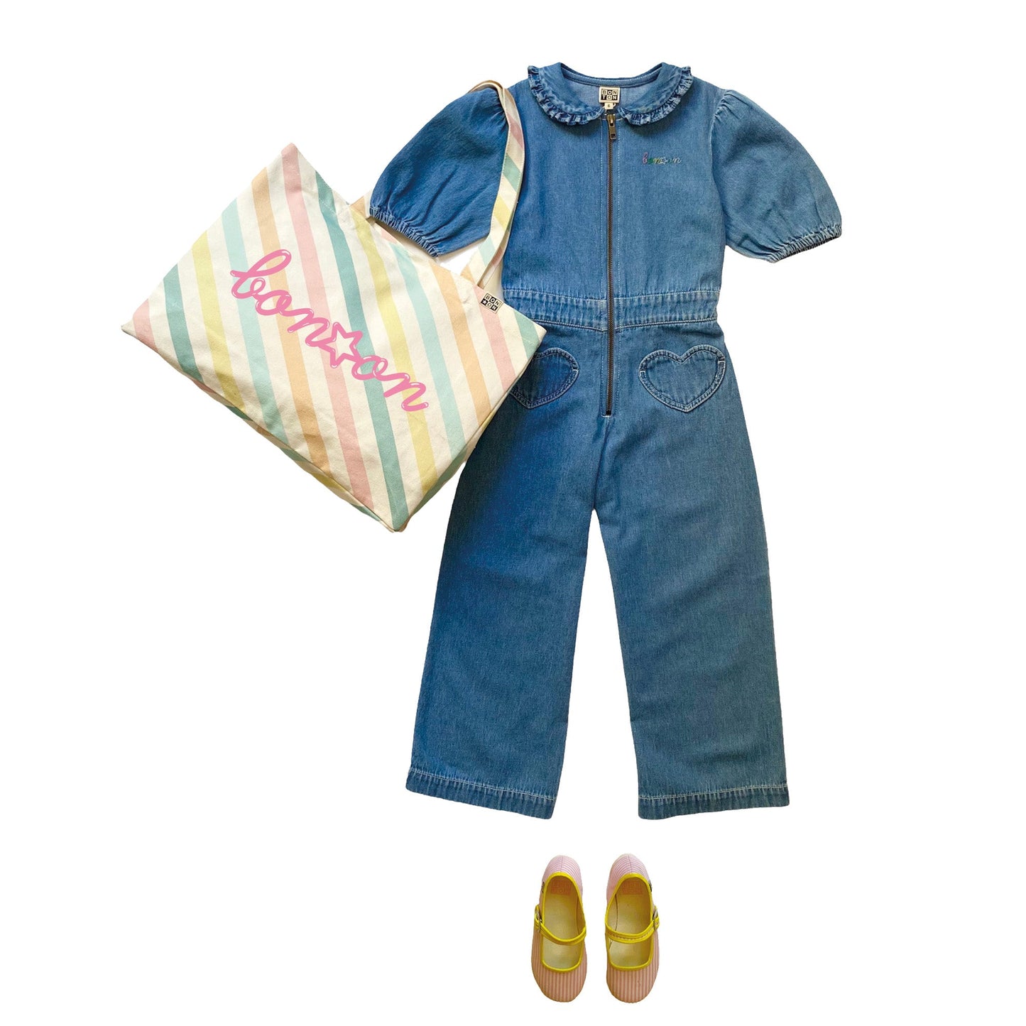 女童彩色条纹手提包