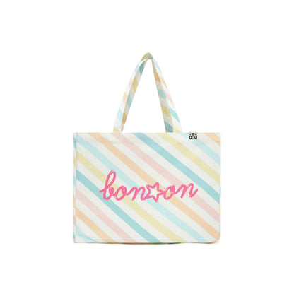 女童彩色条纹手提包