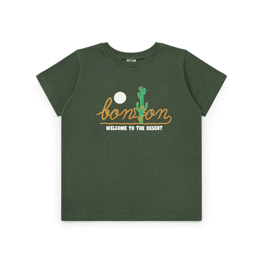 男童深绿色Logo棉T恤