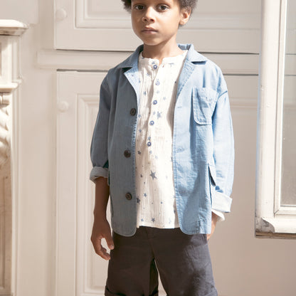Girls White "Cotton  Crepe  Stars" T-shirt
