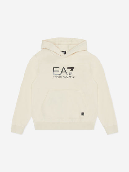 EA7 Emporio Armani 男童徽标连帽衫（米色）