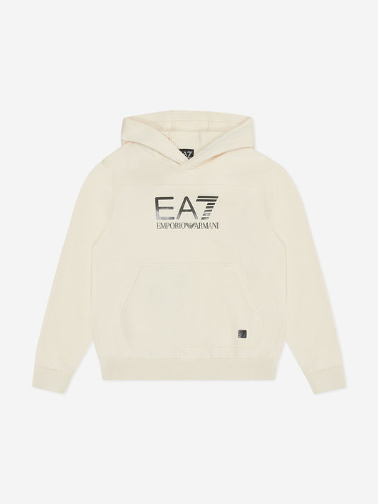 EA7 Emporio Armani 男童徽标连帽衫（米色）