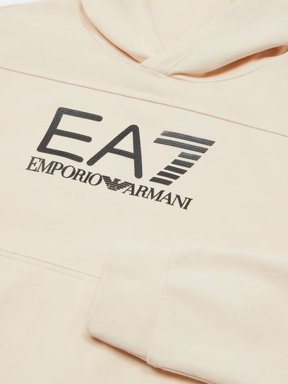 EA7 Emporio Armani 男童徽标连帽衫（米色）