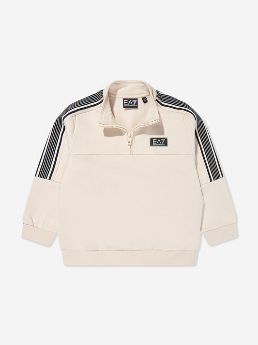 EA7 Emporio Armani 男童米色徽标运动衫