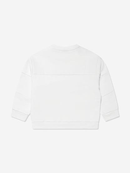 男童白色徽标运动衫