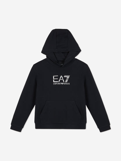 EA7 Emporio Armani 男童徽标连帽衫（黑色）