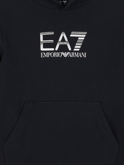 EA7 Emporio Armani 男童徽标连帽衫（黑色）
