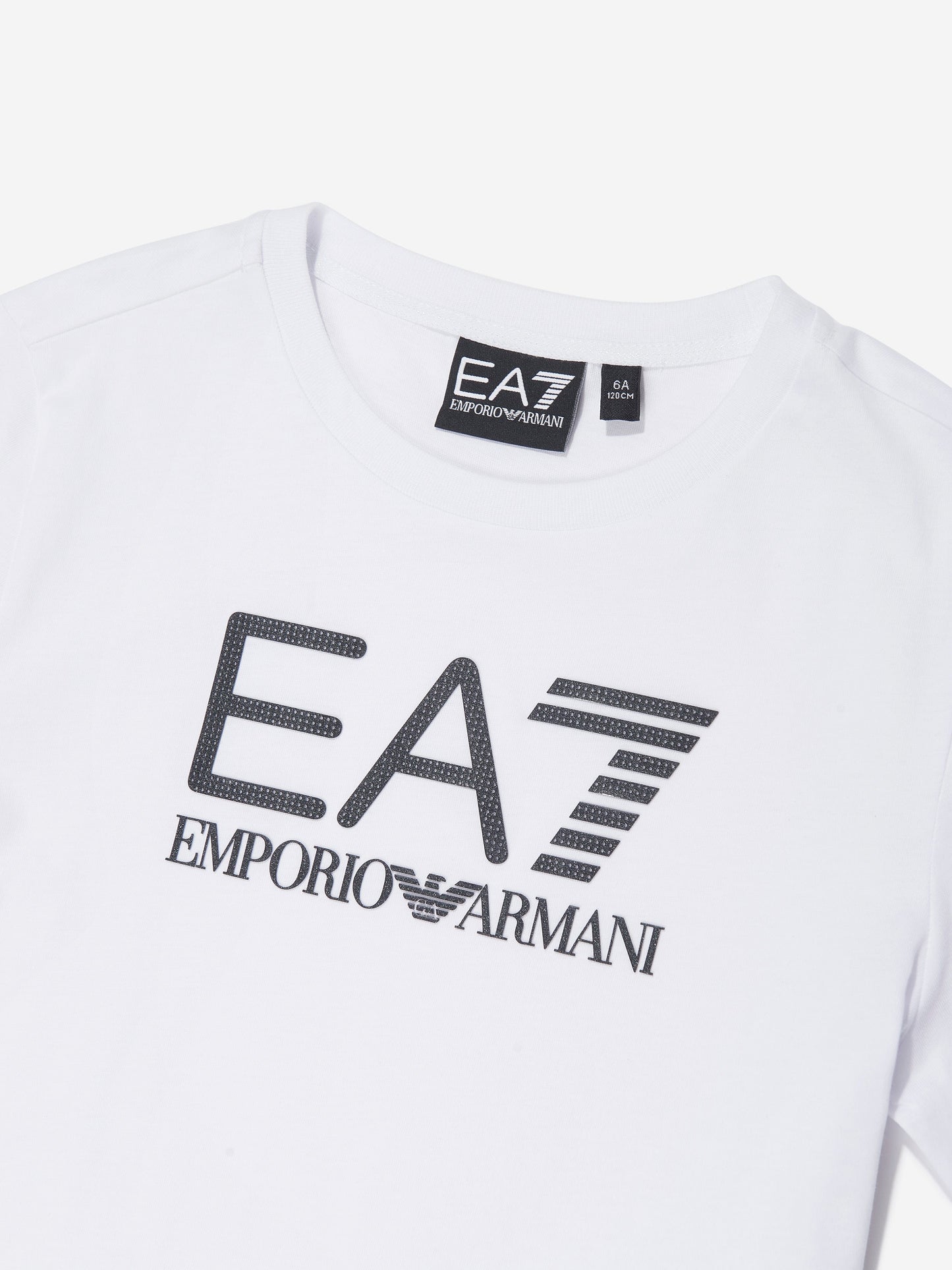 EA7 Emporio Armani 男童白色徽标 T 恤