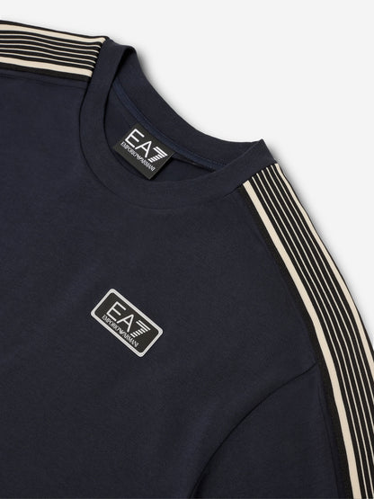 EA7 Emporio Armani 男童徽标 T 恤（海军蓝）